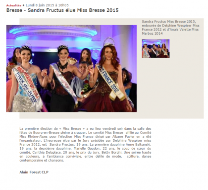 Bresse – Sandra Fructus élue Miss Bress